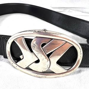 YSL Yves SAINT LAURENT Black Leather Made in Italy 90-36